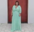 Vestido longo plus size menta/ tifanny detalhe de laço na manga com brilho - loja online