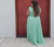 Vestido longo plus size menta/ tifanny detalhe de laço na manga com brilho