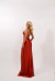Vestido longo de cetim com fenda terracota (SUTIN)