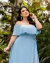 vestido longo de festa ombro a ombro azul serenity plus size - Noiva no Civil | Vestido de noiva civil e festa