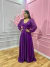Vestido de Lurex manga longa roxo Lola - Noiva no Civil | Vestido de noiva civil e festa