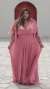 Vestido longo plus size rose detalhe de laço na manga com brilho - comprar online