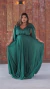 Vestido longo plus size verde esmeralda detalhe de laço na manga com brilho - comprar online