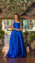 Vestido de zibeline decote quadrado azul royal (Anna) - comprar online