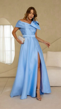 Vestido longo zibeline zipi azul serenity - comprar online