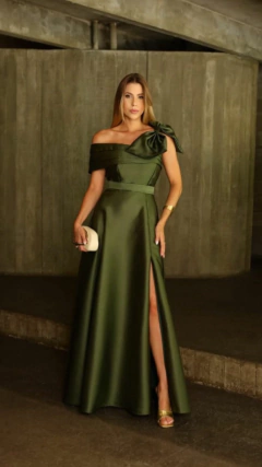 Vestido longo zibeline zipi verde oliva - comprar online