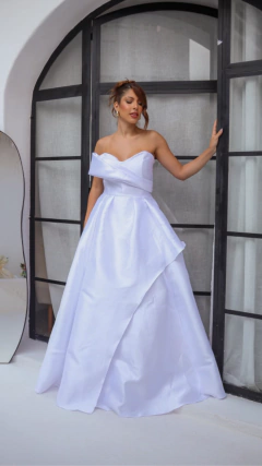 Vestido longo branco chic, chic tomara que caia, com detalhes (fashionista) - comprar online