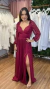 Vestido longo Marsala , de manga longa, com brilho (kinha) - comprar online