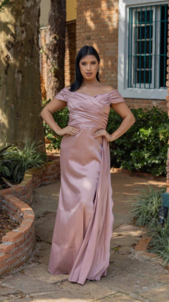 vestido longo de cetin friday rose - comprar online