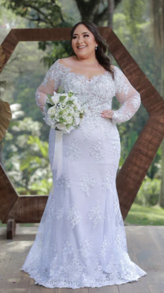 Vestido de noiva bordado plus size, semi sereia com lindos detalhes, meigo, romântico e atemporal (luxury) - comprar online