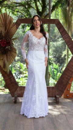 Vestido de noiva bordado, semi sereia com lindos detalhes, meigo, romântico e atemporal (luxury) - comprar online