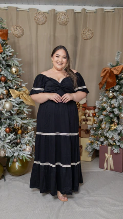 Vestido Longo Ombro A Ombro Preto (Gih) - Plus Size