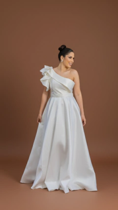 Vestido de Noiva Ombro Único Elegância e Modernidade com Detalhes em Babado - comprar online