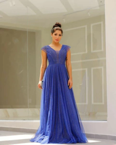 Vestido Azul Royal Longo ( Rebeca) - comprar online