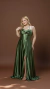 Vestido longo de cetim com fenda Verde musgo/esmeralda (NEWSU) - comprar online