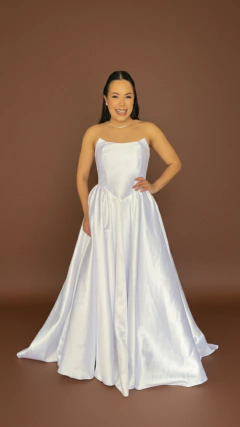 Vestido Longo Tomara Que Caia, Para Noiva No Tecido De Zibeline (Ella) - comprar online