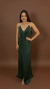 Vestido longo verde esmeralda/bandeira com alça de strass com nó na cintura (Julie) - comprar online