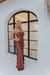 Imagem do Vestido longo de cetim com fenda marrom (SUTIN)