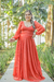 Vestido de lurex manga longa terracota (lola)