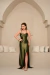 Vestido longo de cetim com fenda verde musgo/oliva (SUTIN) na internet