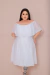 Imagem do Vestido branco midi PlusSize incrível , com tecido de chiffon, exclusivo para mulheres plus size