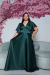 Vestido Plus Size Longo Verde Esmeralda Com Manga Curta (Mary) - Noiva no Civil | Vestido de noiva civil e festa