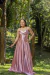 Vestido longo de cetim com fenda Rose (NEWSU) - loja online