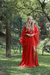 Vestido vermelho com capa longo de brilho - comprar online
