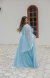 Vestido longo plus size azul serenity manga morcego com brilho