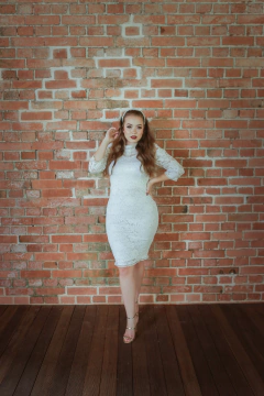 vestido branco de rendas para casamento no civil , com manga 3-4 closet - comprar online