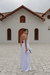 Vestido Longo de Cetim branco com fenda (Sucesso)