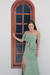 Vestido longo com fenda na cor verde Olívia /menta (LUXIZ) - loja online