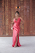 Vestido longo acetinado na cor vermelho (Celine) na internet