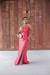 Vestido longo acetinado na cor vermelho (Celine) - comprar online