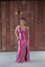 Vestido longo tecido acetinado cor rosa fúcsia/pink (Celine) na internet