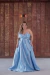 vestido longo azul serenity de chic, chic, tomara que caia, com detalhes (fashionista) na internet