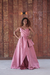 vestido longo rosa canela de chic, chic, tomara que caia, com detalhes (fashionista)