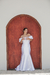 Vestido longo godê de noiva, tecido cetim com delicados detalhes de aplicações de flores (toda noiva) - comprar online