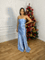 Vestido tomara que caia com laço removível e tecido acetinado azul serenity - comprar online