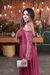 Vestido longo de lurex com manga fucsia - comprar online
