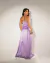 Vestido Longo de Cetim lilás com Fenda (Sucesso)