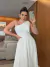 Vestido midi um ombro só com laço (lady like) - Noiva no Civil | Vestido de noiva civil e festa