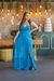 Vestido longo de lurex com fenda azul serenity ( sushe)