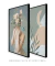 Conjunto 2 Quadros Colagem - Mulher com Flores no Rosto + Abstrato Lua