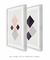 Conjunto 2 Quadros Decorativos Geométricos Losangos Rosa Azul e Dourado - comprar online