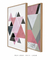 Conjunto 2 Quadros Geométricos Rosa e Cinza - Quadros para Decoração - Empório dos Quadros