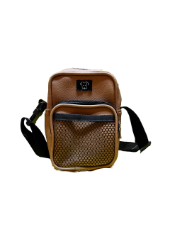 BAG SLIM MARROM COM TELINHA COURO