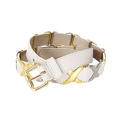 CINTO OFF WHITE FINO DETALHE X PRATA E DOURADO - comprar online