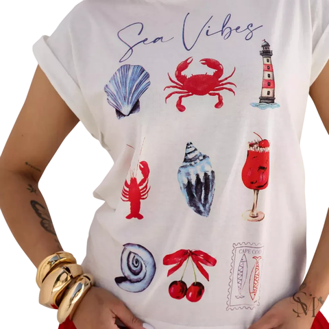 T-shirt feminina manga japonesa Sea Vibes - comprar online