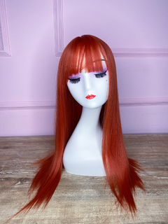Peluca Lacia con Flequillo Durazno PREMIUM - comprar online